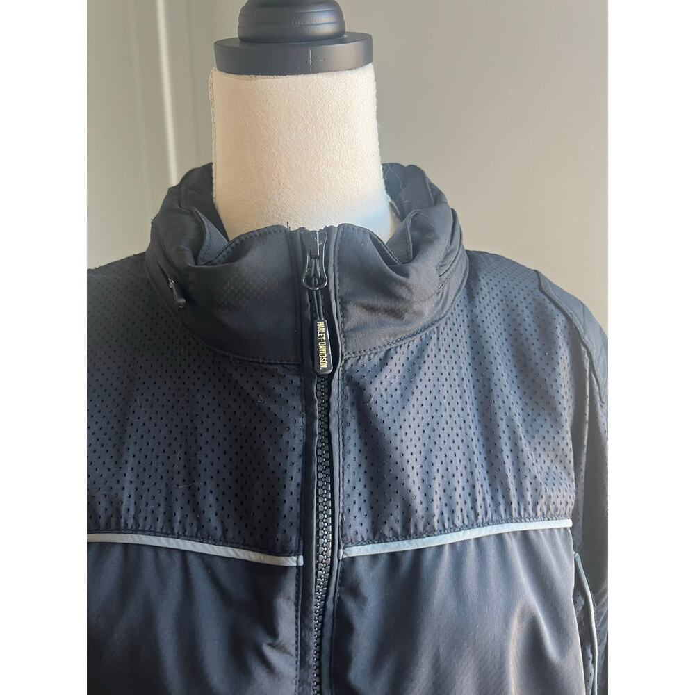 Harley Davidson Black Dust Rider Biker 2-way Zip Hidden Hood Jacket Coat 2XLโ - Picture 13 of 15